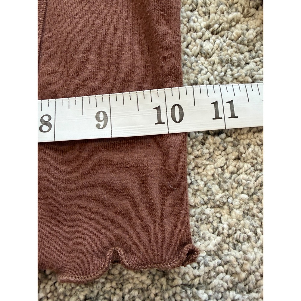 PacSun Pac Cares Brown Ribbed Long Sleeve Crop Top Lettuce Hem XS - Picture 3 of 6